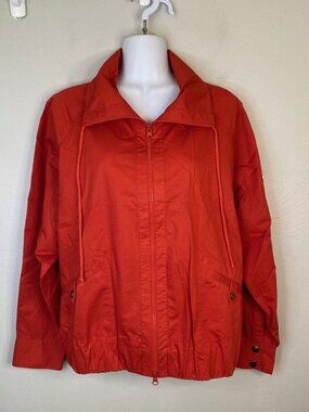 Chico's Size 0 S Orange Full zip Jacket Raglan Sleeves Pockets Spring Summer